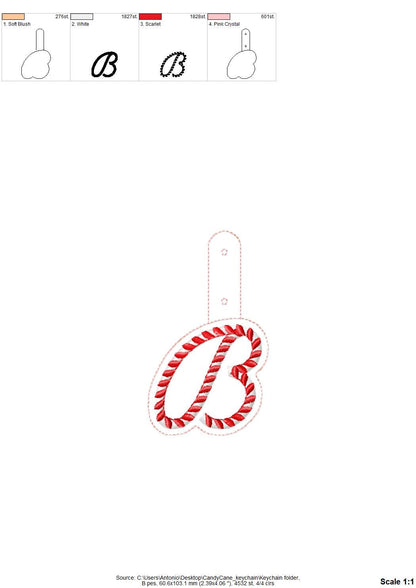 Candy Cane Monogram Keychain