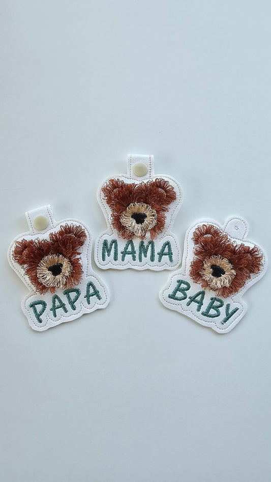 Mama Bear Papa Bear And Baby Keychain