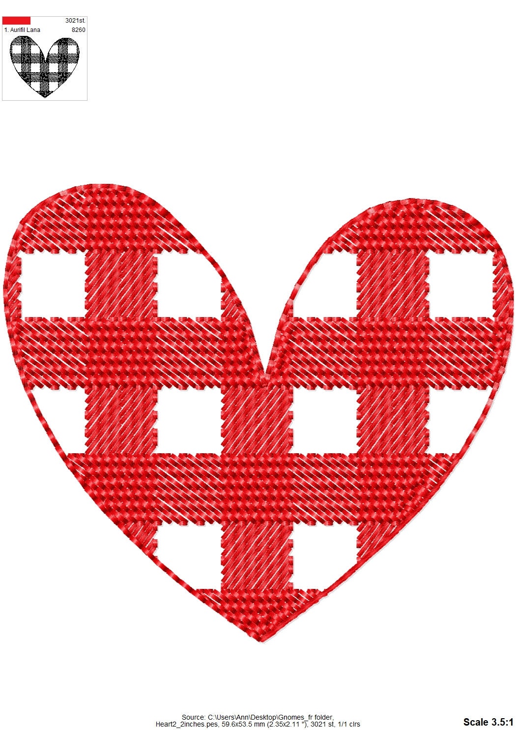 Gingham Plaid Patterned Single Heart