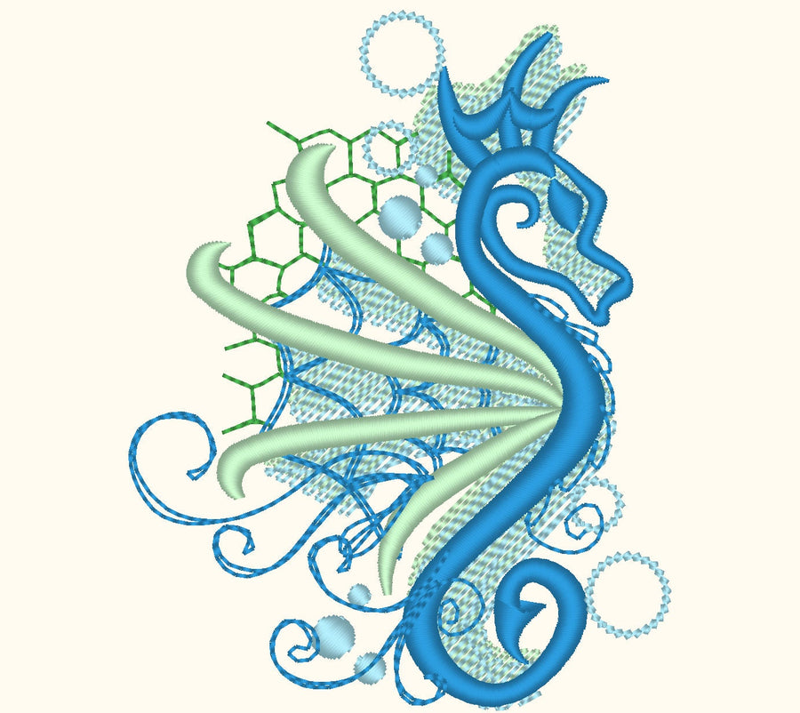 Seahorse Silhouette with Curls