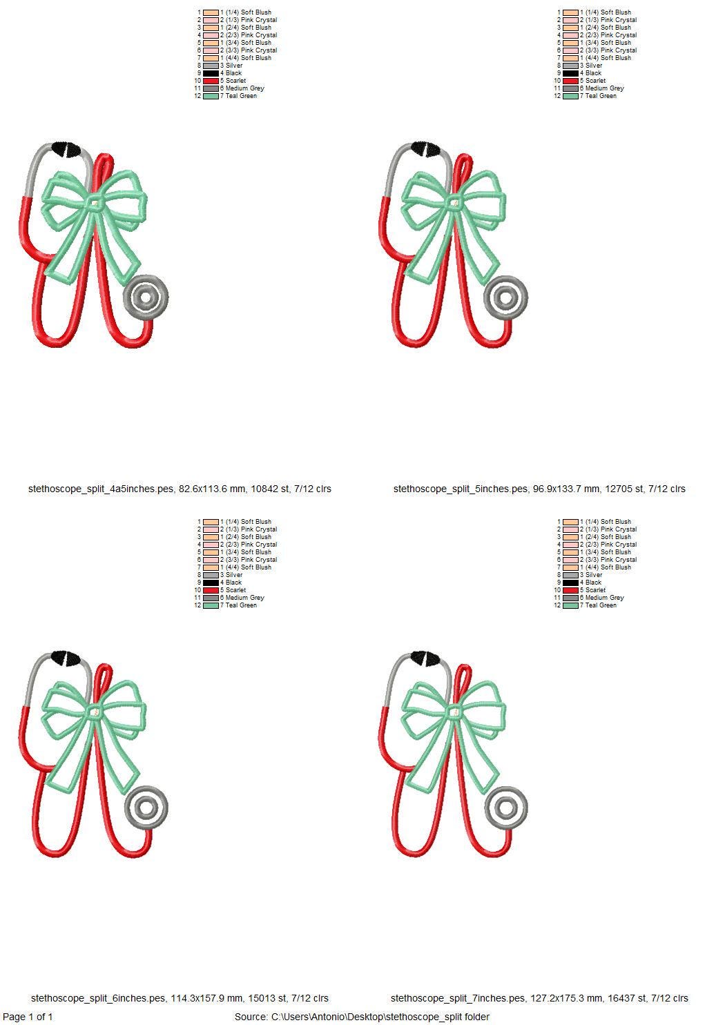 Therapist Medic Stethoscope with Bow Applique