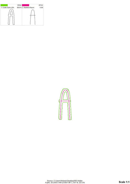 Thin Outline Bean Stitch Font