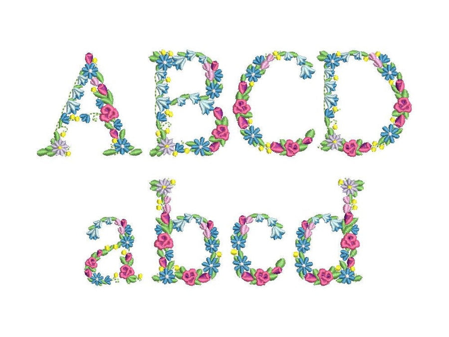 Meadow Bluebell Rose Floral Font