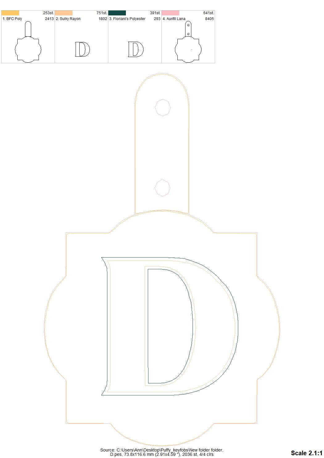 Special Puffy Puff Foam Monogram Keychain