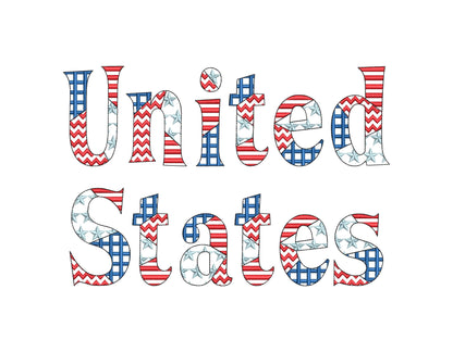Patchwork American Flag Patterned Font