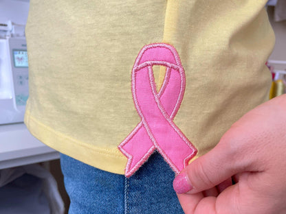 Cancer Ribbon Side Bow Applique