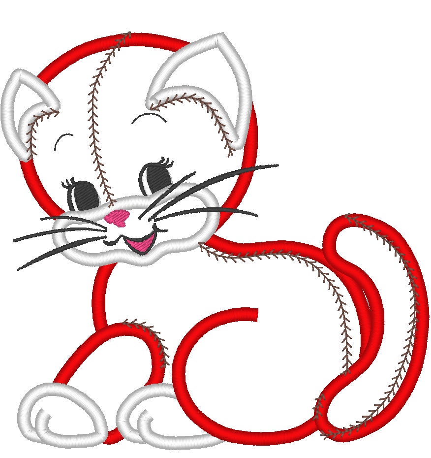 Quilt Raggedy edge applique kitty cat and puppy toy applique machine