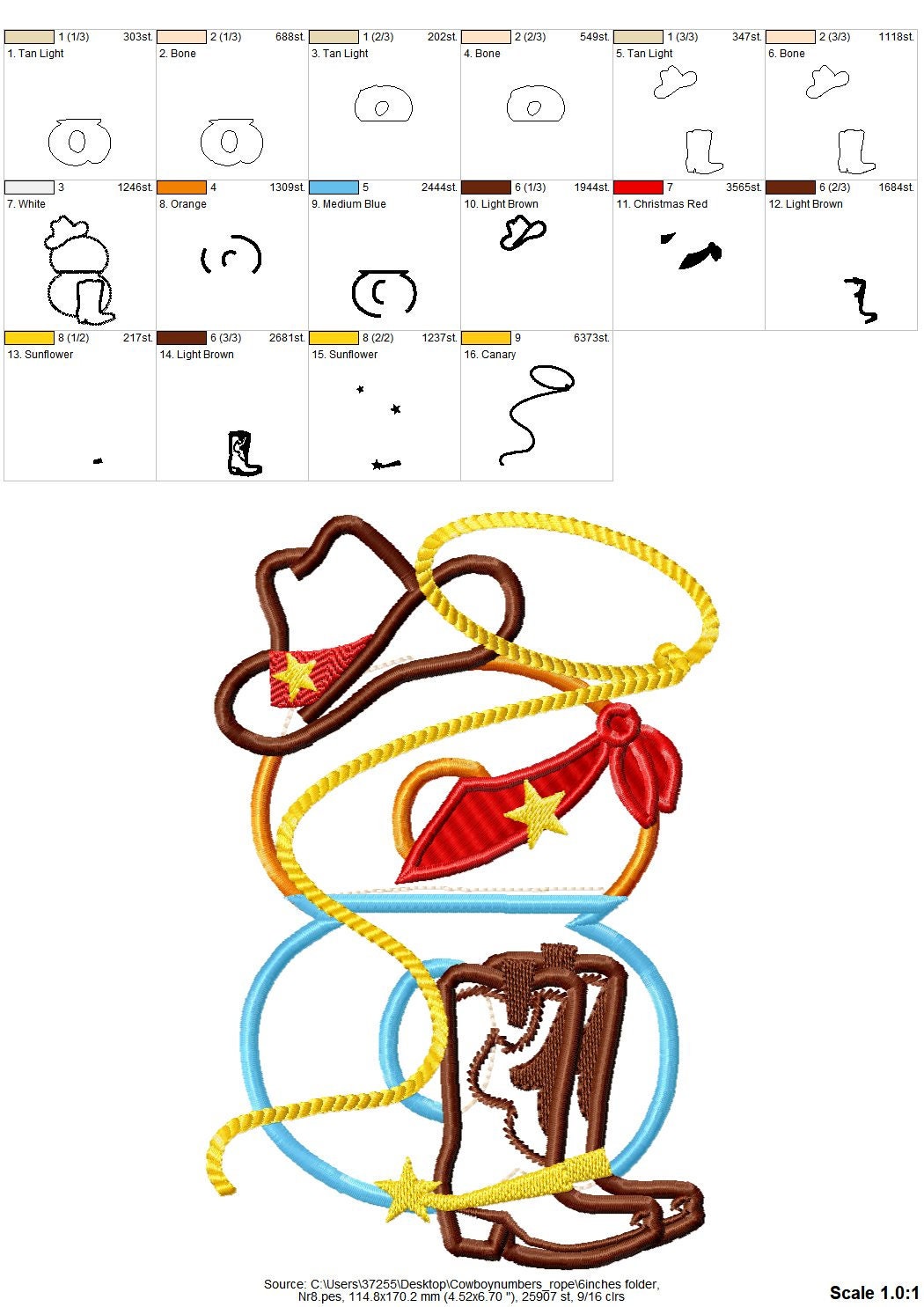 Cowboy Boots and Hat Birthday Number Set