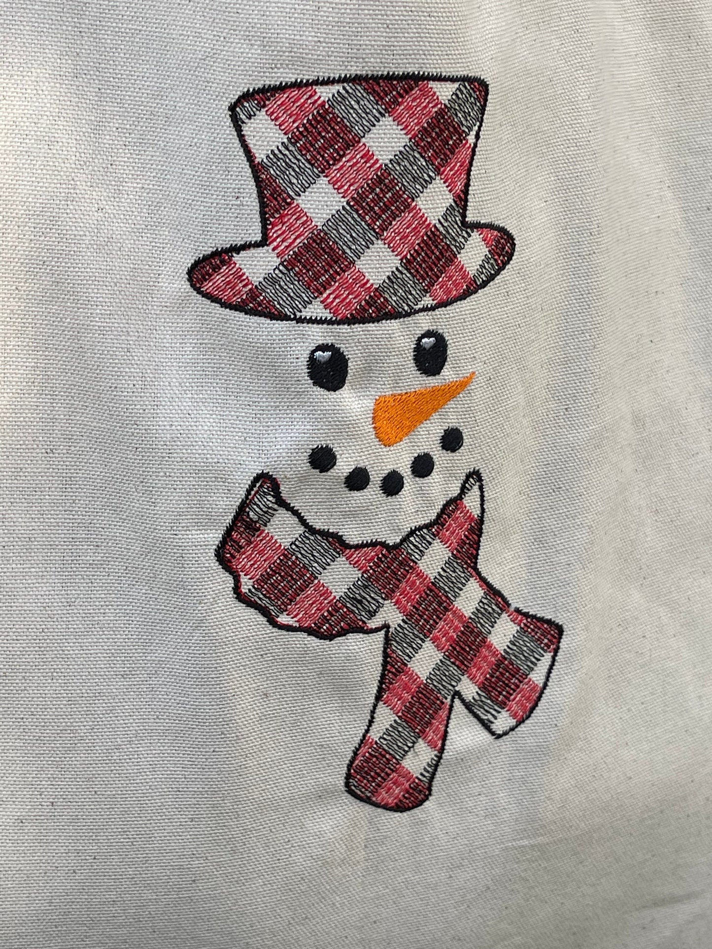 Gingham Plaid Patterned Christmas Snowman