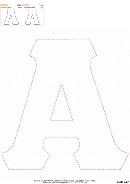 Raggedy Edge Easy Greek Font Applique