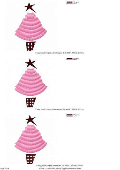 Three Single Fringed Christmas trees