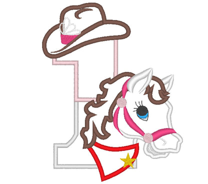 Cowgirl Hat and Horse Birthday Number
