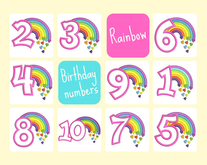 Cute Rainbow Birthday Numbers