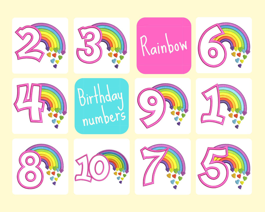 Cute Rainbow Birthday Numbers