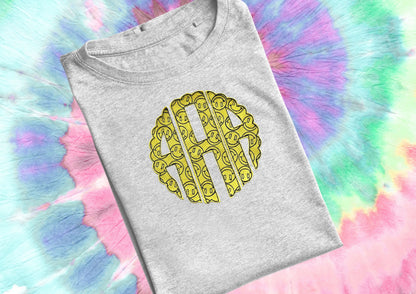Happy Face Patterned Circle Monogram