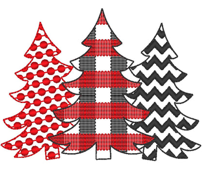 Plaid Polka Dot Chevron Woodland Tree Trio
