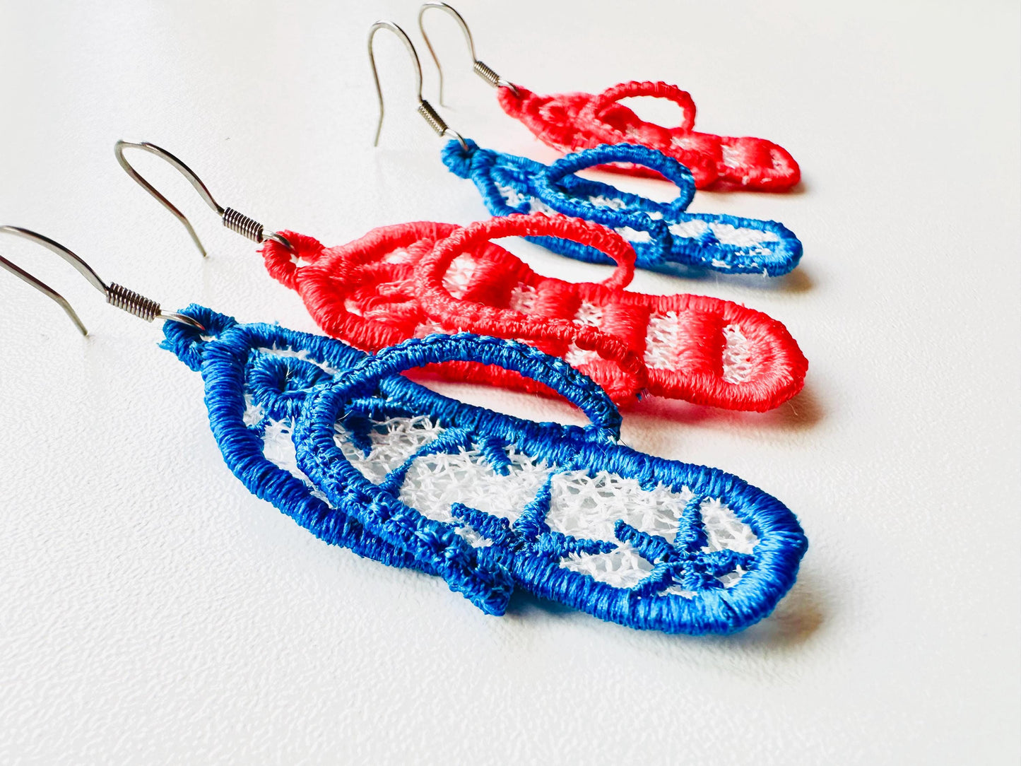 Patriotic Flip Flops earrings charm FSL freestanding lace 3D