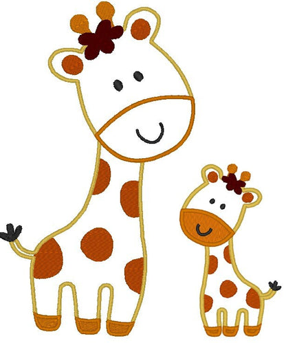 Giraffe Mom and Little Boy