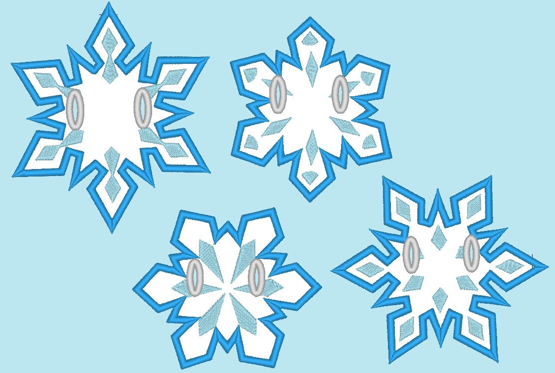 Snowflakes Banners, 4 types, In The Hoop Machine Embroidery Applique