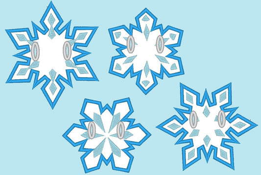 Snowflakes Banners, 4 types, In The Hoop Machine Embroidery Applique