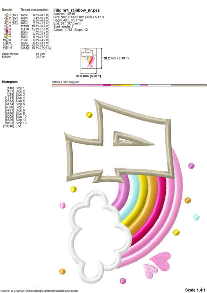 Cute Rainbow Birthday Number 4