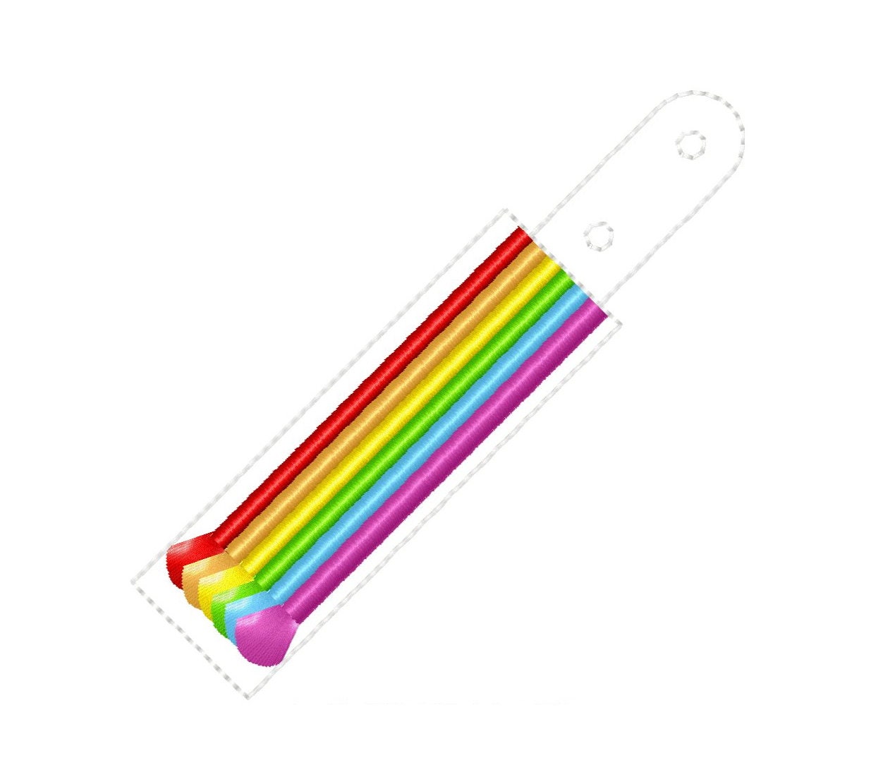 Fringed Rainbow key fob snap tab ITH in the hoop machine embroidery