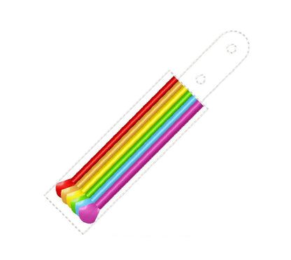 Fringed Rainbow key fob snap tab ITH in the hoop machine embroidery