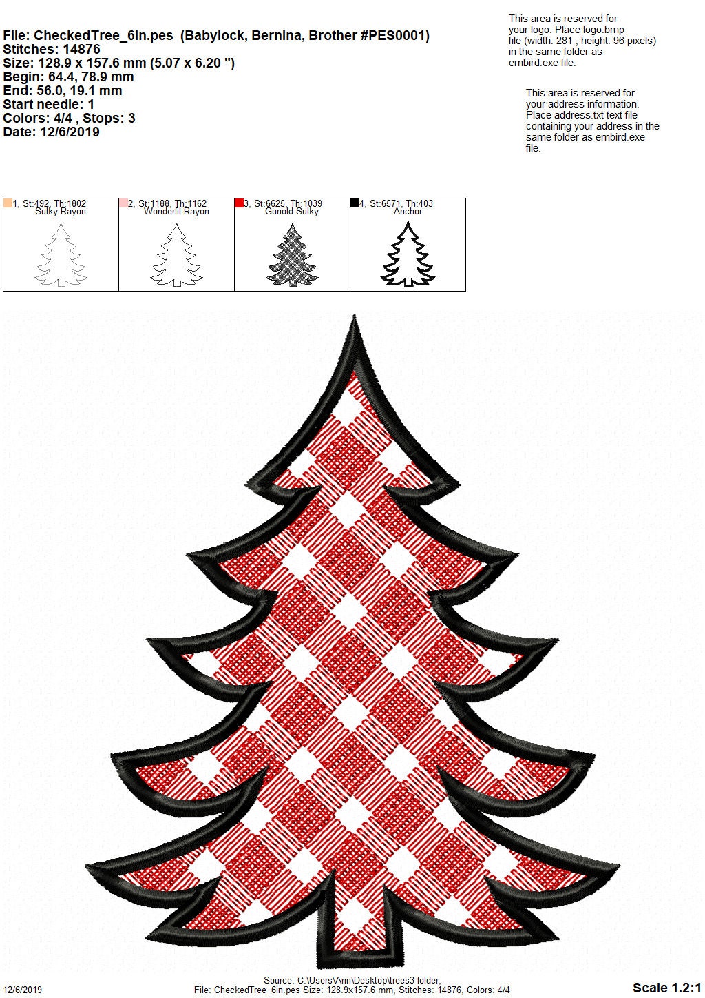 Gingham Plaid Patterned Christmas Tree