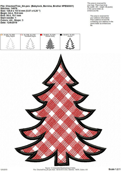 Gingham Plaid Patterned Christmas Tree