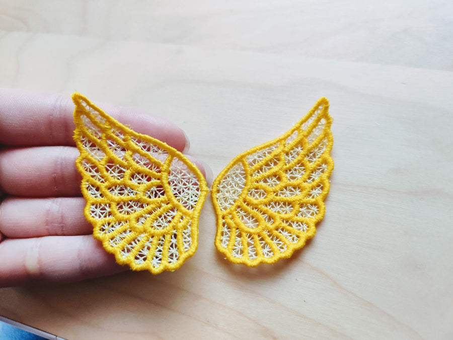 FSL Free standing lace mini small angel fairy wings machine embroidery