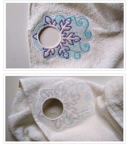 Terry Towel topper hanging snowman embossed embroidery IN THE HOOP