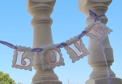 Wedding Lace banner SET letters A-Z In The Hoop ITH project Machine