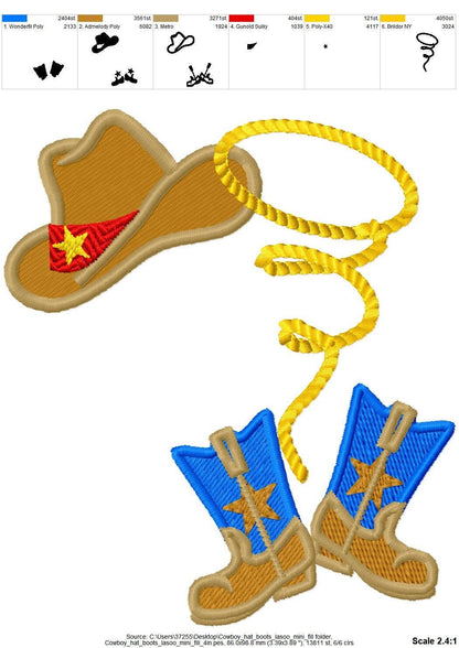 Fill Stitch Cowboy Hat and Boots