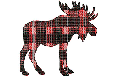 Gingham Plaid Moose Silhouette