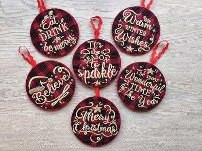 Tartan Plaid Gingham Christmas ornaments decoration Christmas tree 6