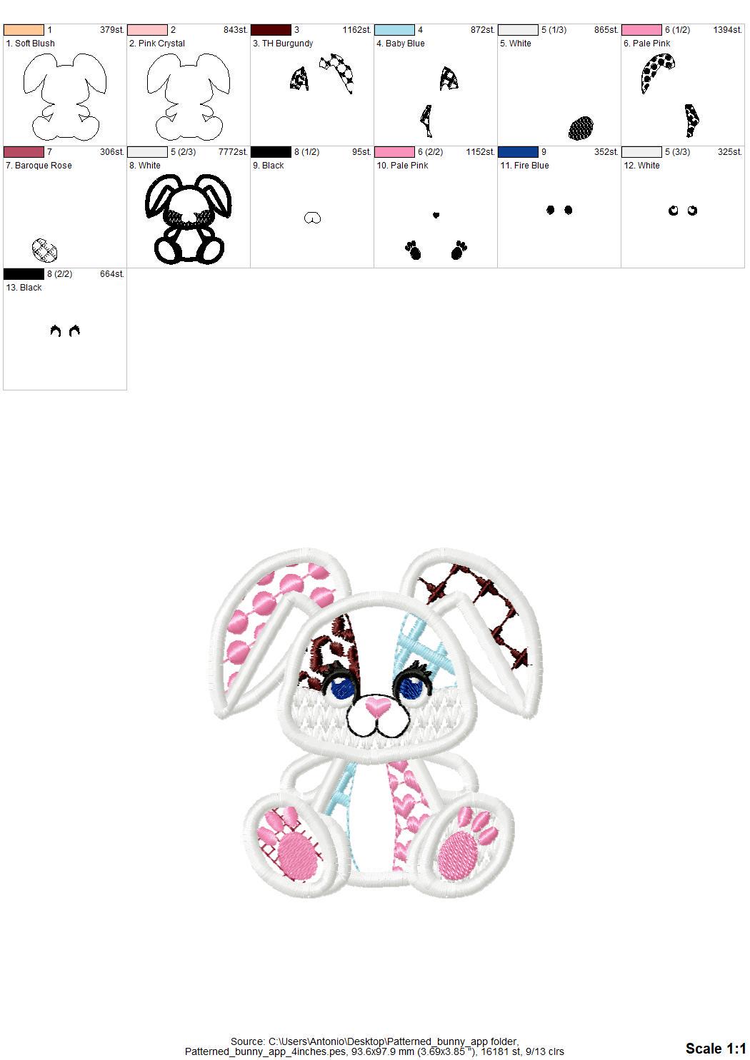 Patchwork Bunny Baby Toy Applique