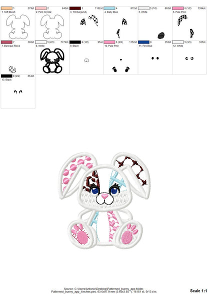 Patchwork Bunny Baby Toy Applique