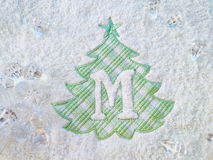 Gingham Plaid Christmas Tree Monogram Frame