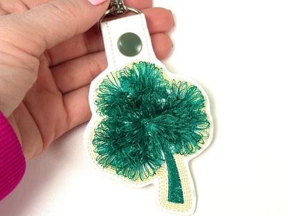 Fringed Shamrock Clover Keychain