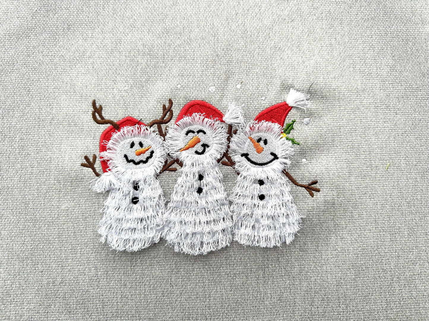 Fringed Snowman Friends Trio