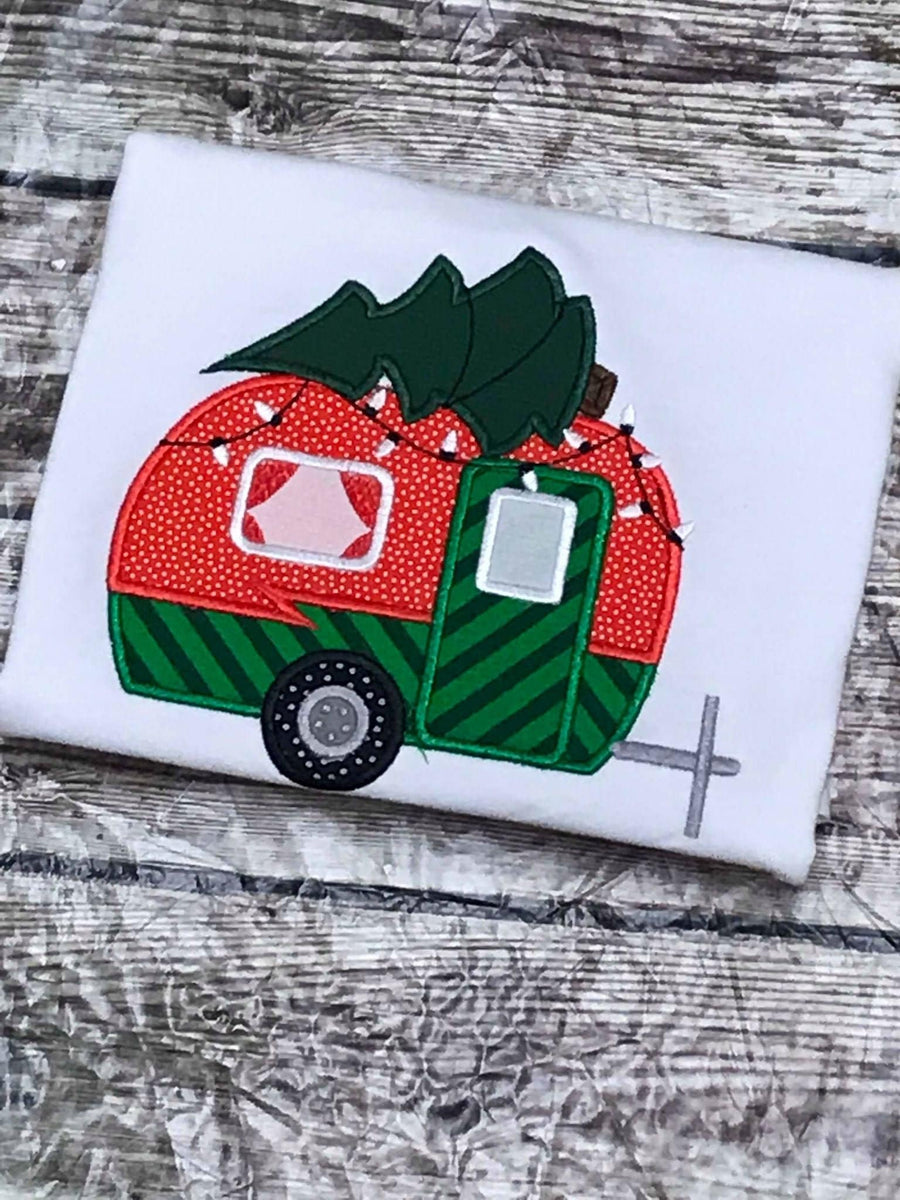Vintage Camper with Christmas Tree Applique