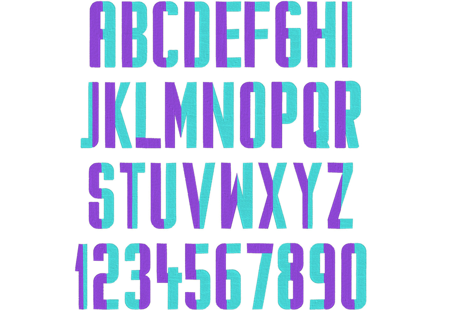 Narrow Fill Stitch Split Font