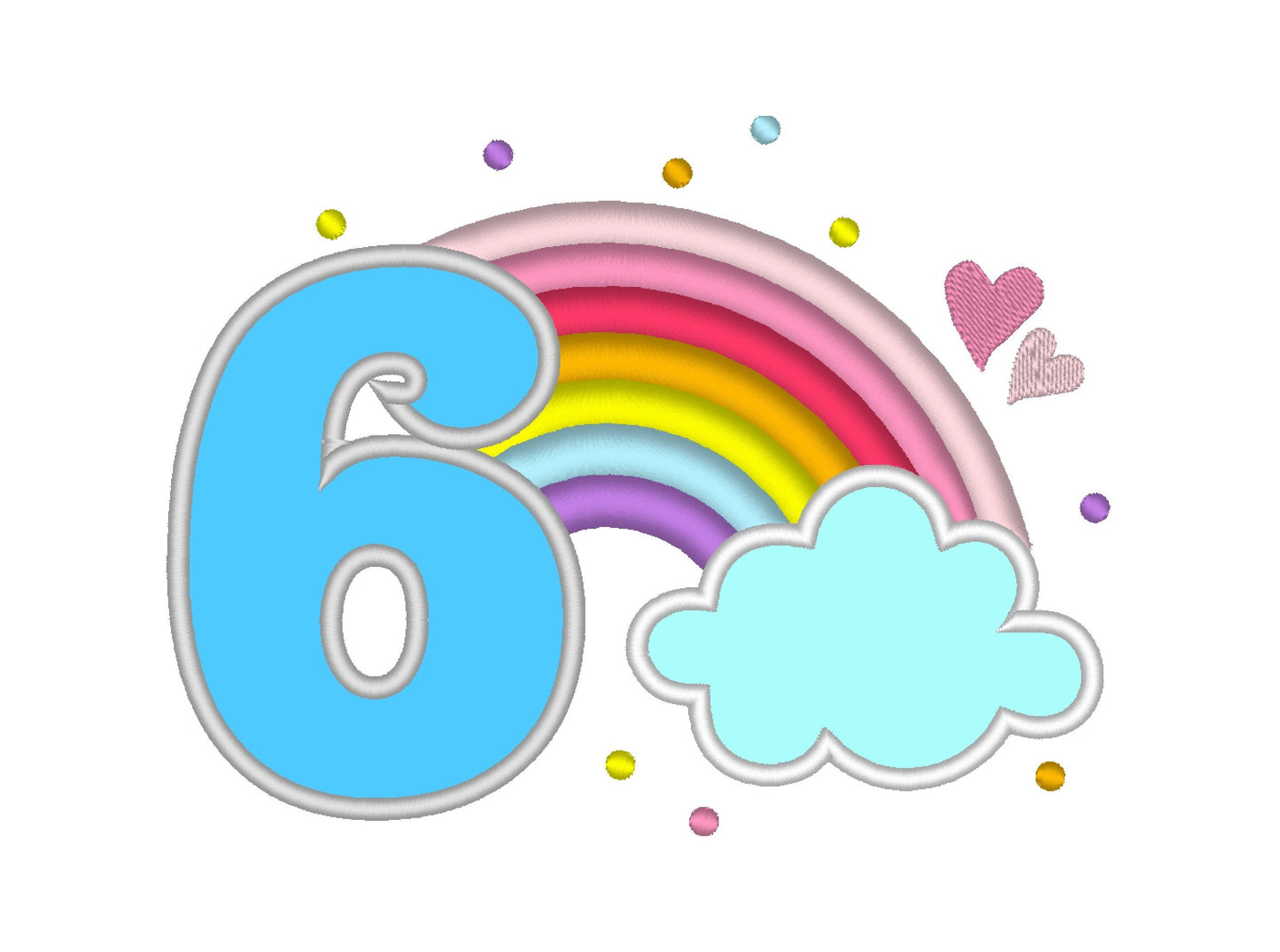 Cute Rainbow Birthday Number 6