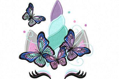 Unicorn Head with Butterflies