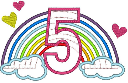 Satin Rainbow Birthday Numbers Applique