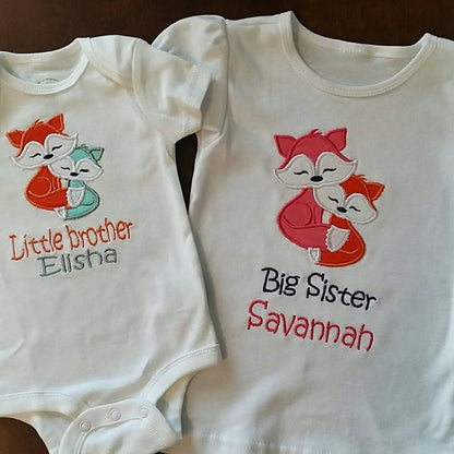 Little Fox And Fox Mom Applique