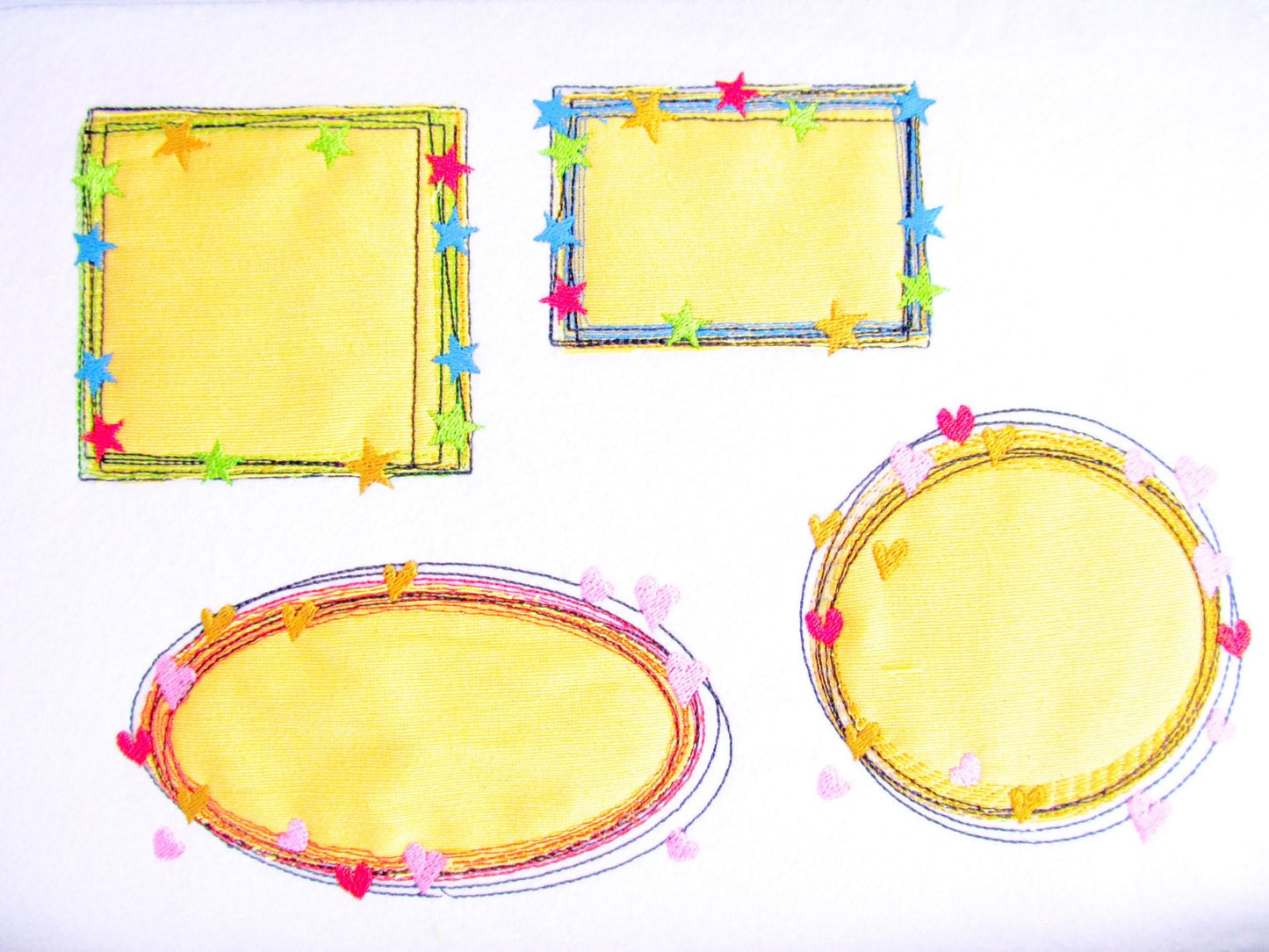 Star and Heart Raggedy Edge Monogram Frame Set Applique