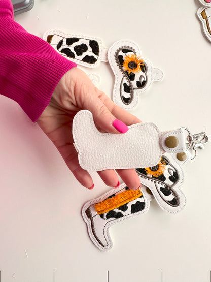 Cowboy Boots And Hat Fringed Sunflower Keychain