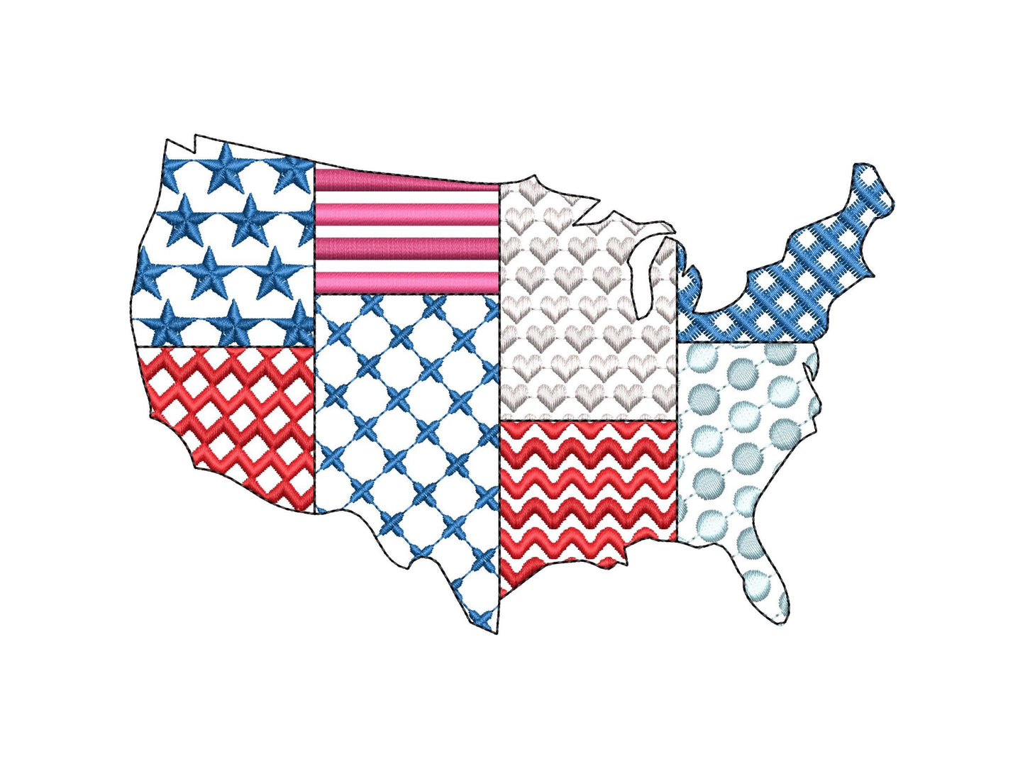 Patchwork Usa States Us Map Outline
