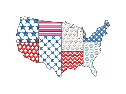Patchwork Usa States Us Map Outline